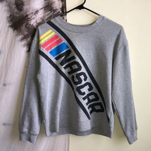 Nascar Gray Crewneck Sweatshirt with Red, Yellow & Blue Accents